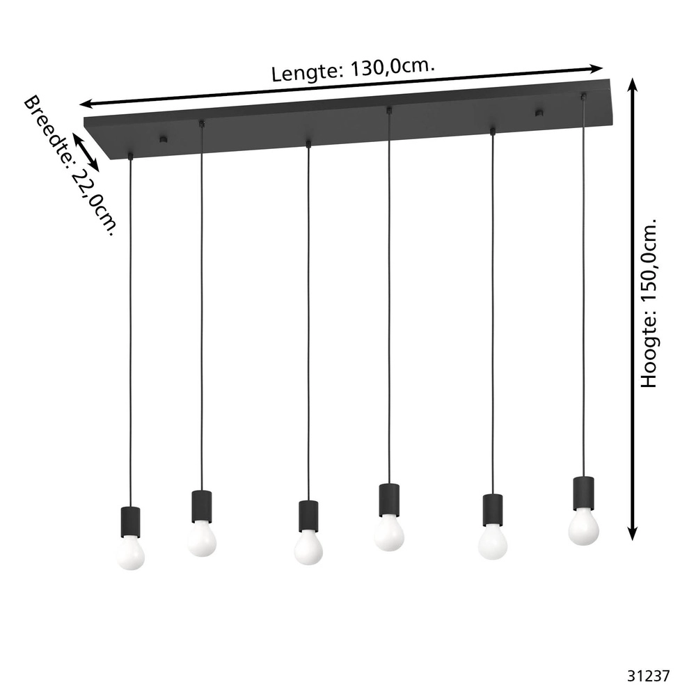6-light pendant Nogalte Black Eglo 9002759312374