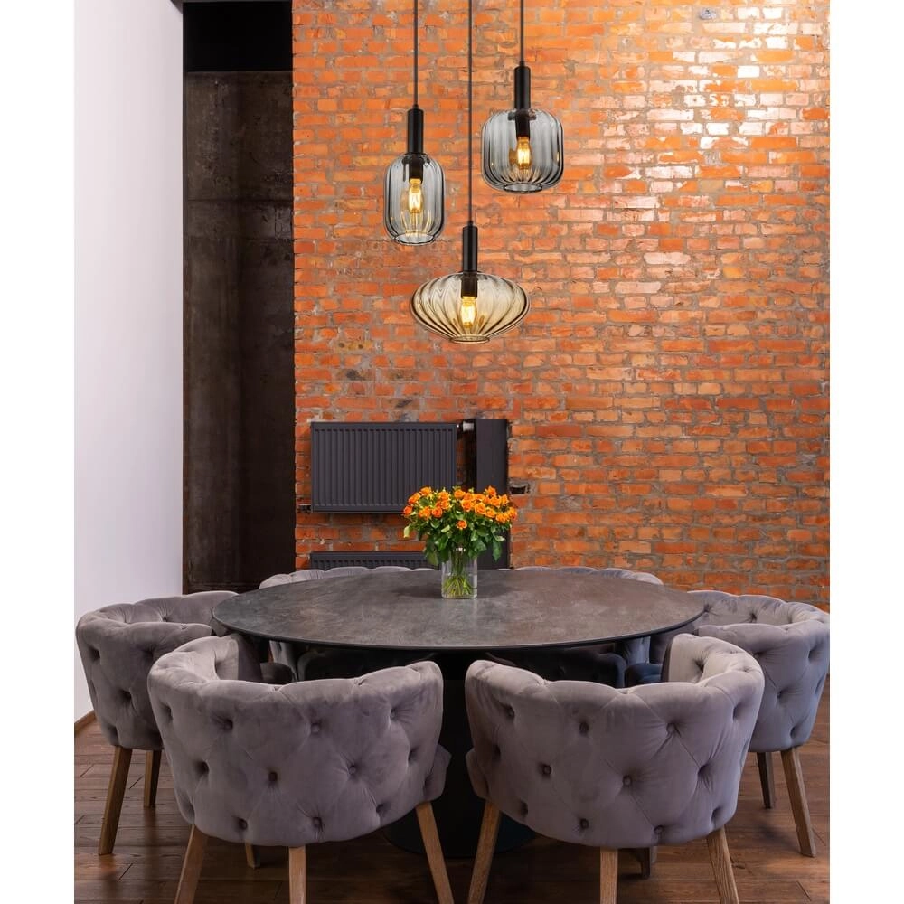 Pendant lamp Valletta with coloured glass 3-lights Globo 9007371455867