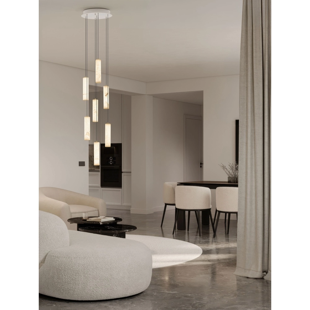 Pendant lamp Diletto Gold with white 7-lights