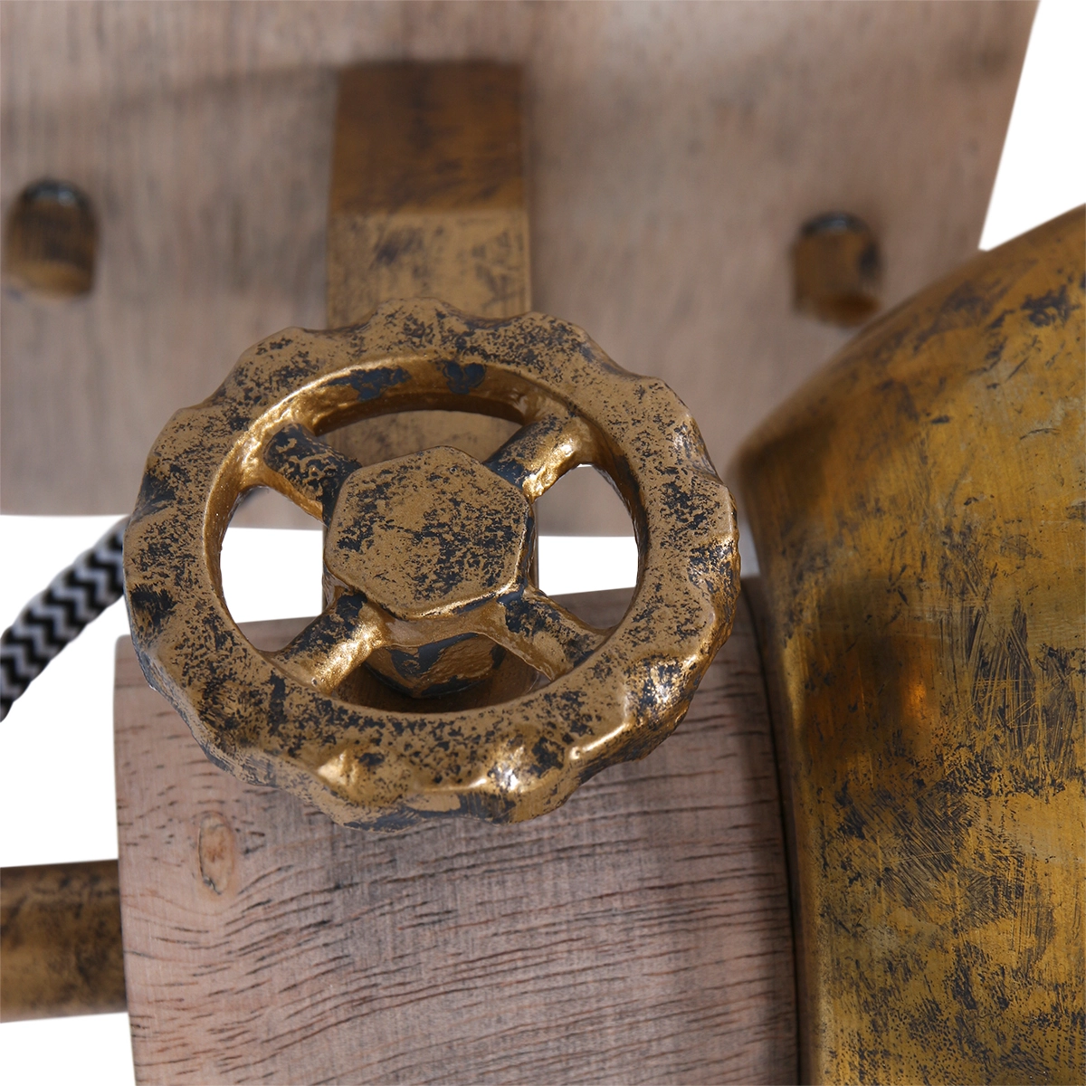 Industrial ceiling lamp Gearwood Bronze with wood Steinhauer 8712746135022
