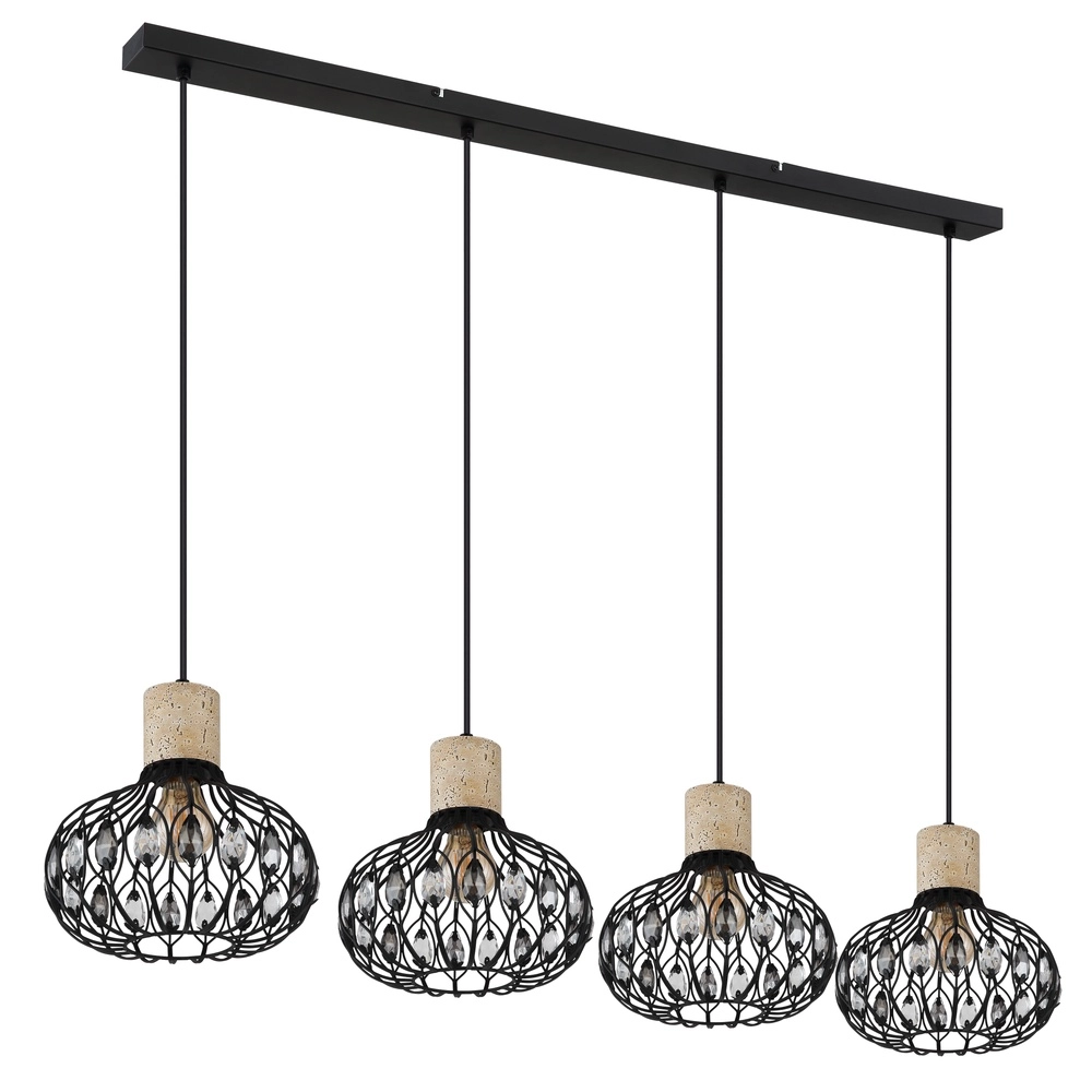4-light pendant lamp Dorthy Country Black Globo 9007371572069