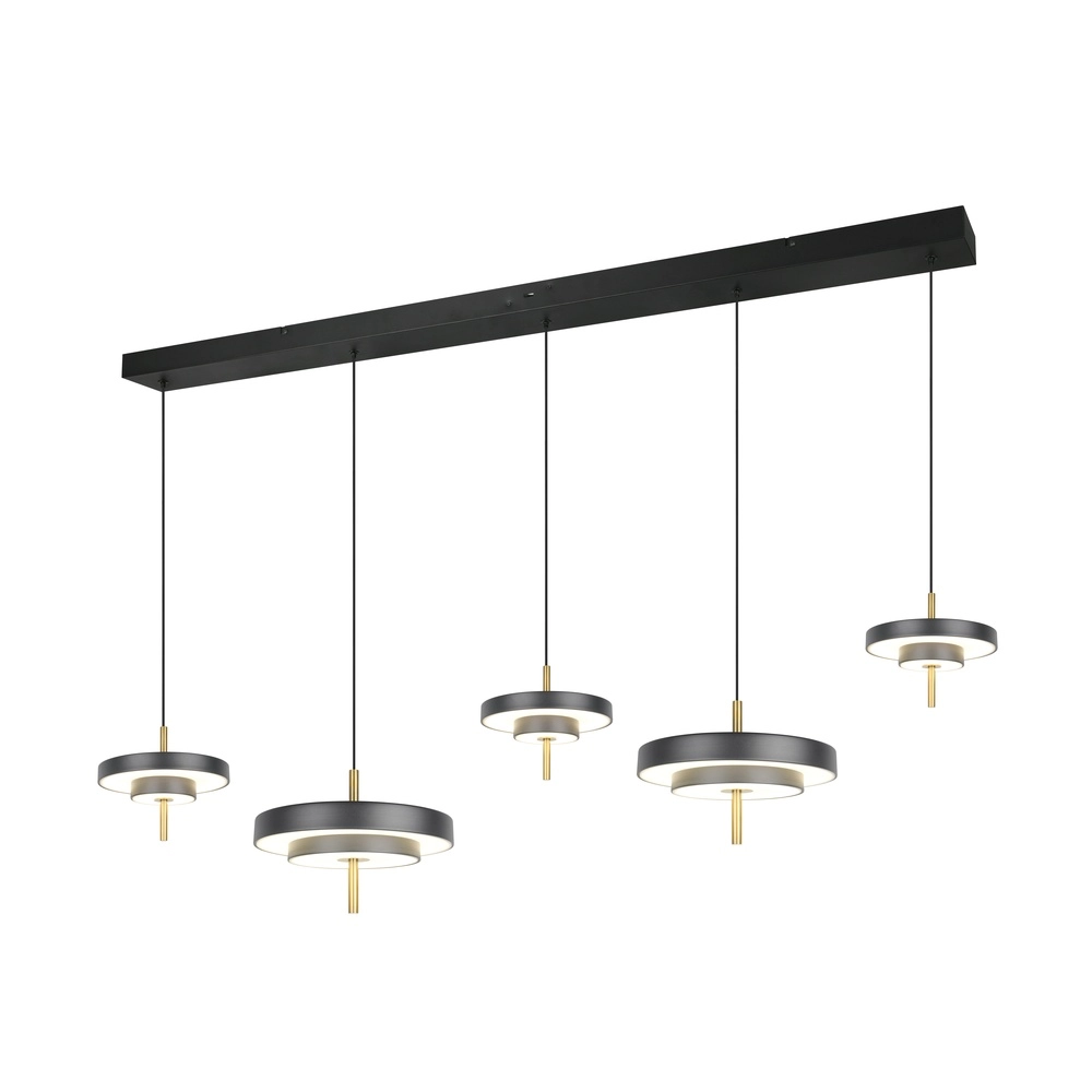 5-light pendant lamp Keaton black with gold Trio 4017807655483