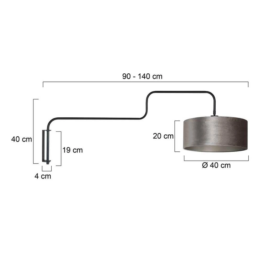 Wall lamp Bloeba black with silver grey shade Steinhauer 8712746177107