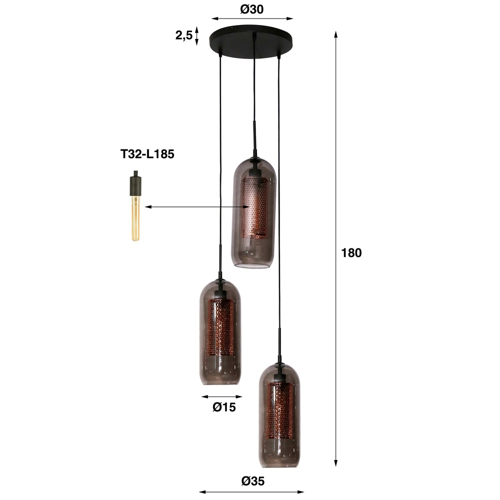 Coffee table pendant lamp Smoke Ø 35cm Lyora 8716803512122