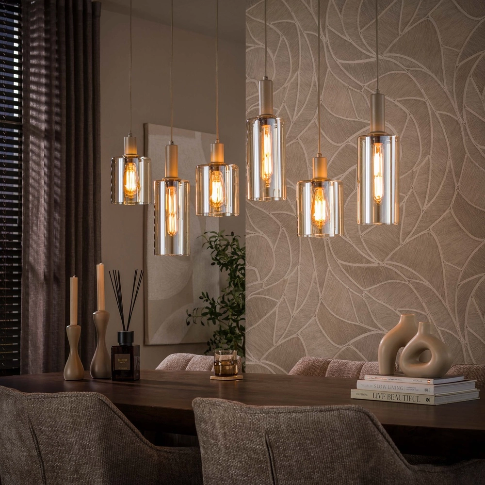 Design hanglamp Sepiora 6-lichts zand bruin
