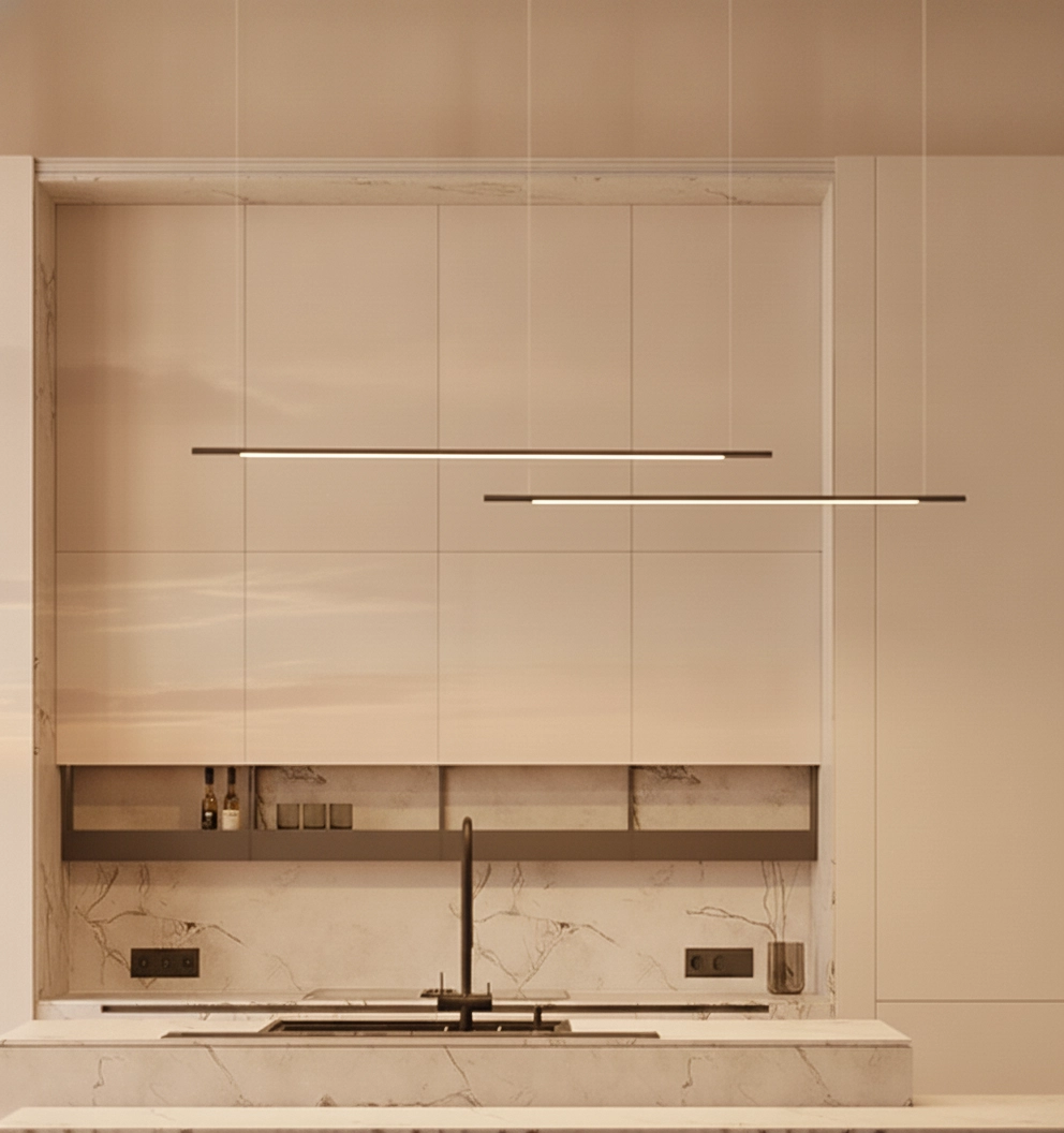 Sleek pendant lamp Brillia black 161cm