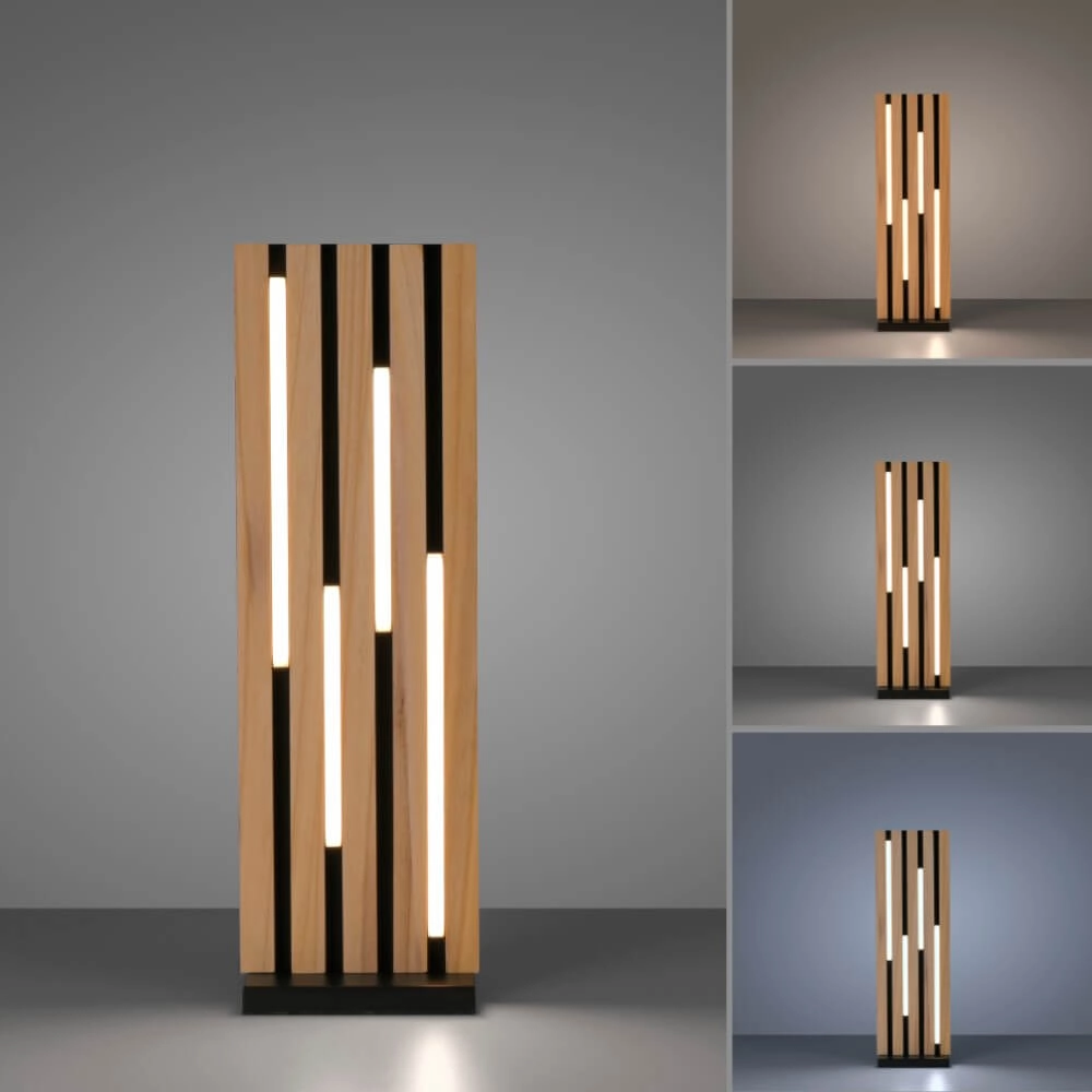 Design floor lamp Q-Akustik wood Paul Neuhaus 4012248385401