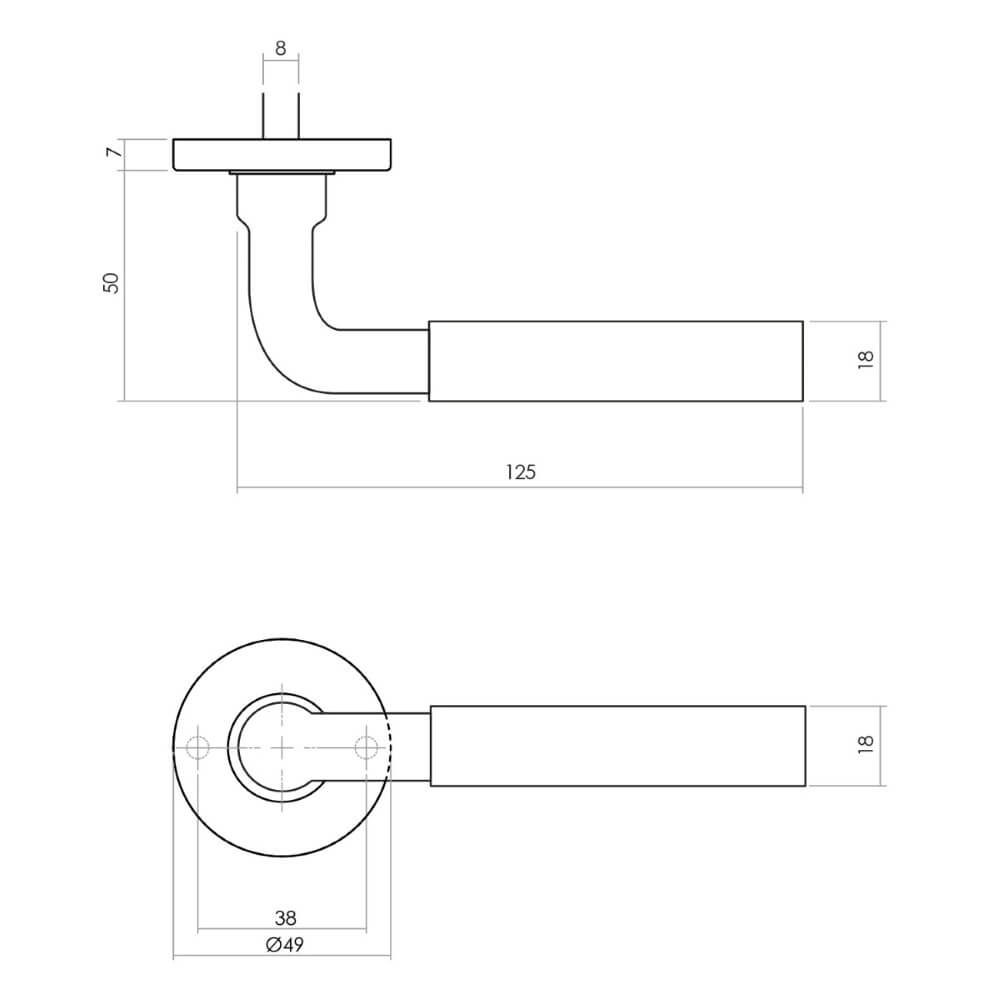 Door handle Palma on rosette brass tumbled Intersteel 8714186485736