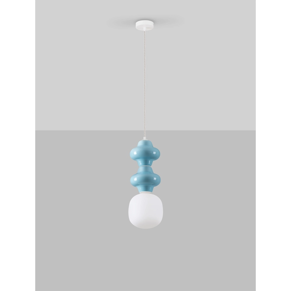 Pendant lamp Clio M blue keremia with white glass Lyora 5212017461254