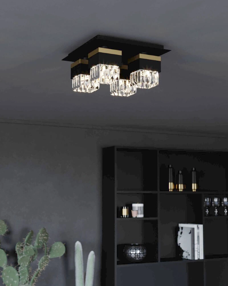 Designer ceiling lamp Barrancas black with gold Eglo 9008606242764