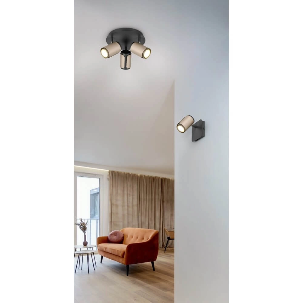 Surface-mounted spot Gillan black with brown Trio 4017807641127