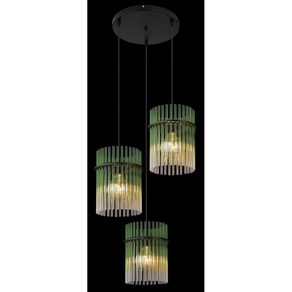 Black pendant lamp Gorley with green glass Ø 47cm Globo 9007371462988