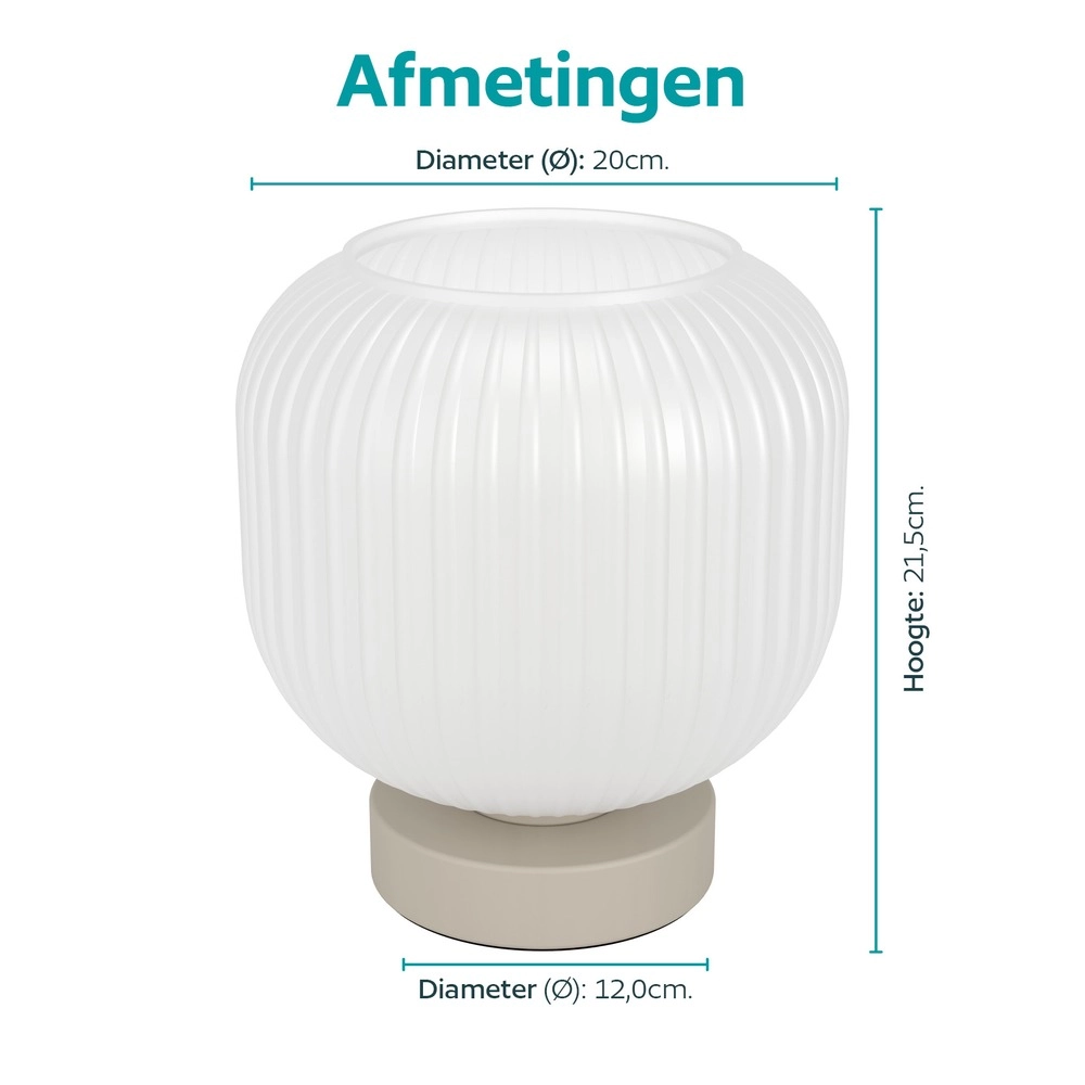 Design table lamp Dasmina sand brown with white Ø 20cm
