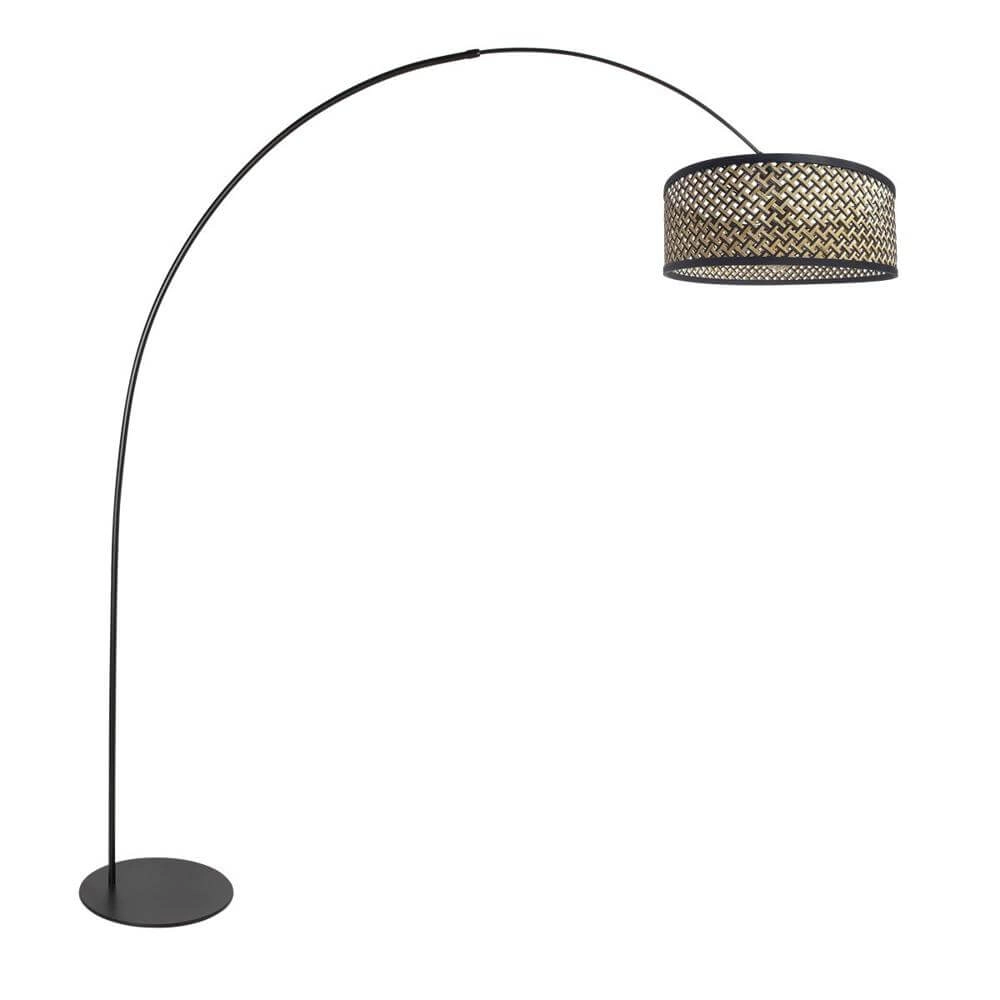 Floor lamp Curve black with rattan shade Ø 50cm Steinhauer 8712746179422