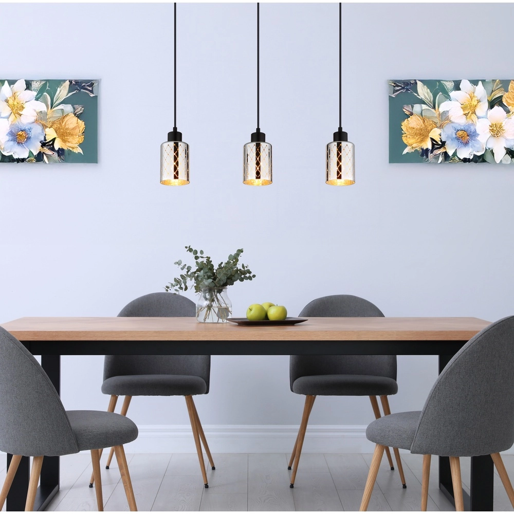 Design pendant lamp Alonso 3-light black Globo 9007371575251