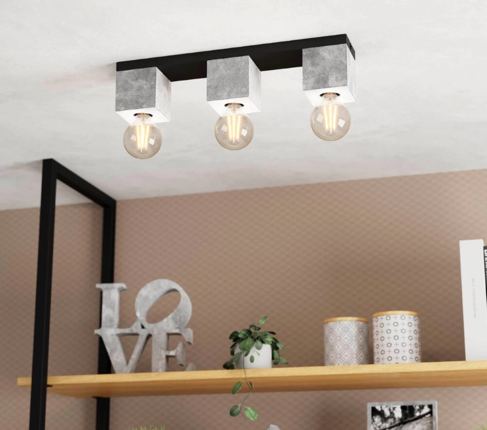 Concrete look ceiling lamp Prestwick 3 Eglo 9002759435967
