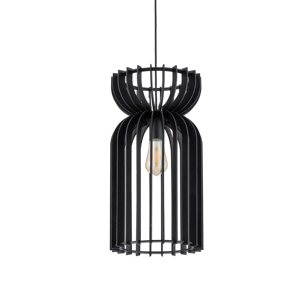 Wooden hanging lamp Kymi Ø 26cm - black