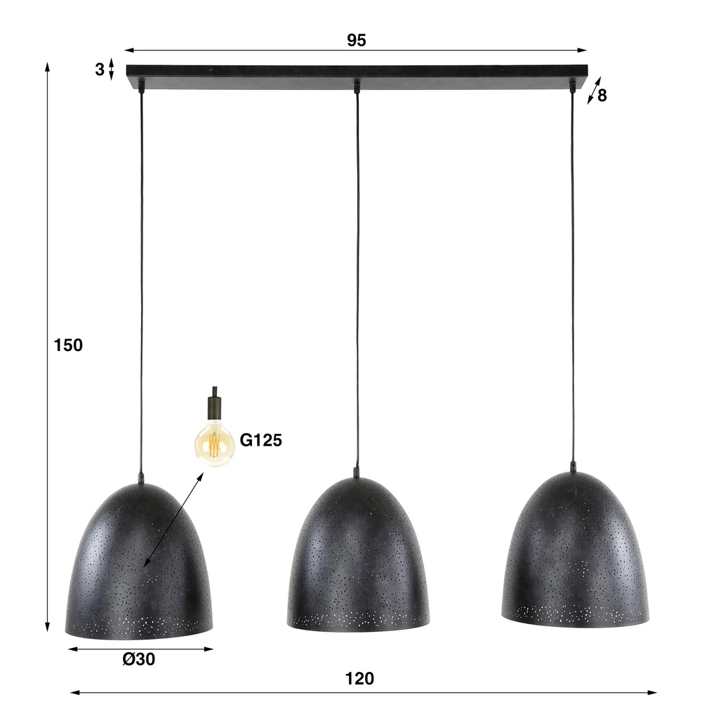 Dining room pendant lamp Kosmos 3L - E27 - Charcoal Lyora 8716803512221