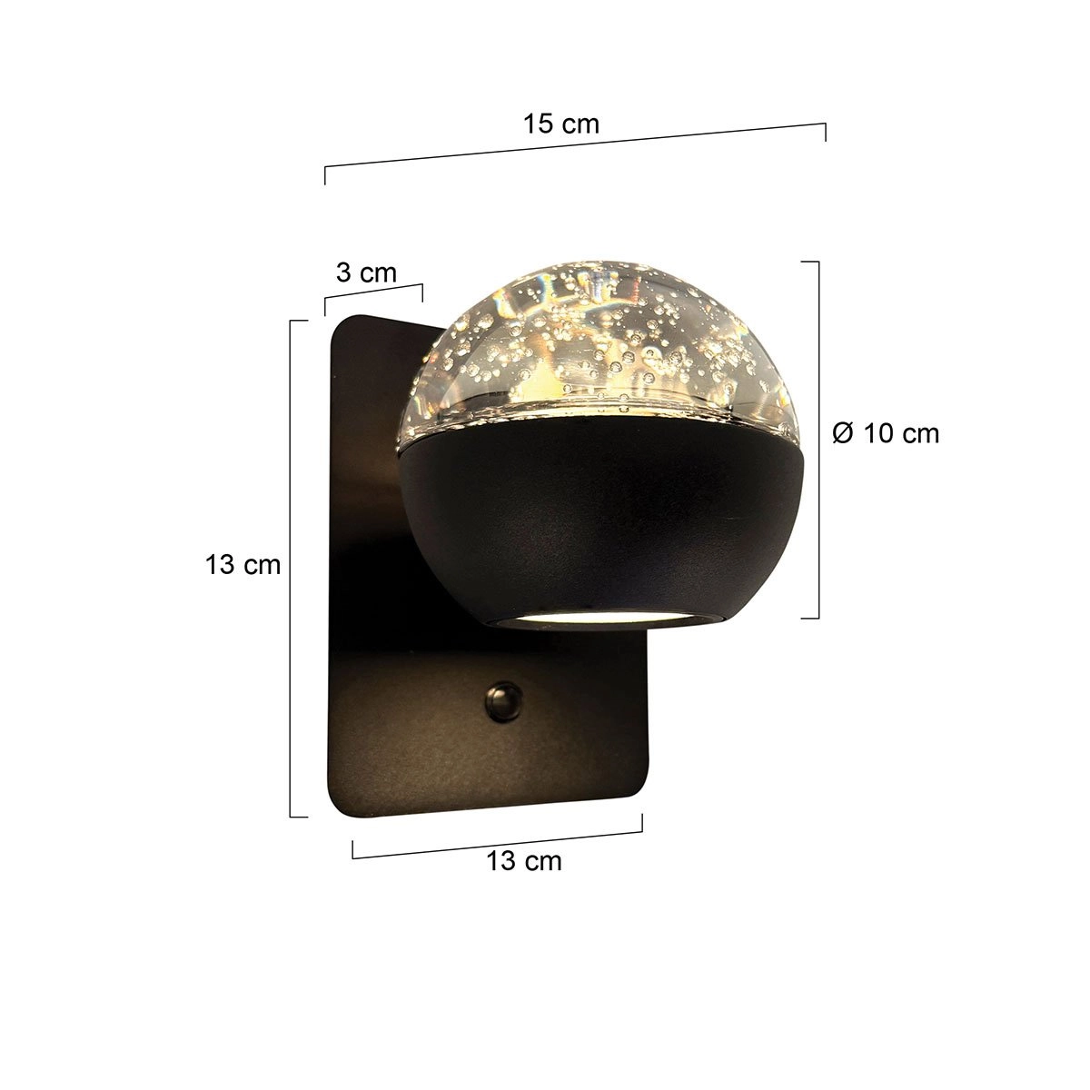 Led wall lamp Belluno black with glass - dimmable Steinhauer 8712746183948