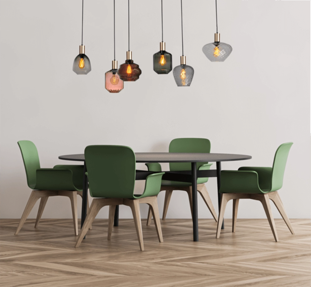 6-light hanging lamp - gold - Porto with different glasses Masterlight 8718121270692