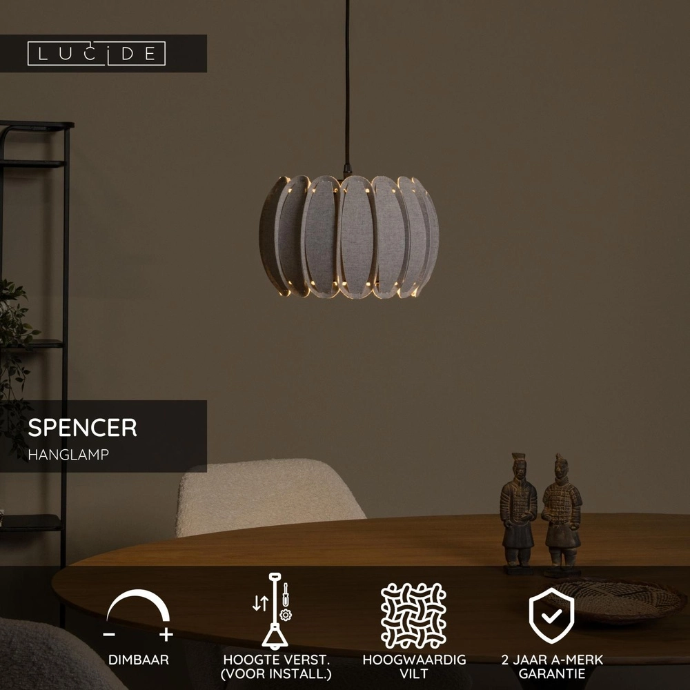 Pendant lamp Spencer grey Lucide 5411212343697