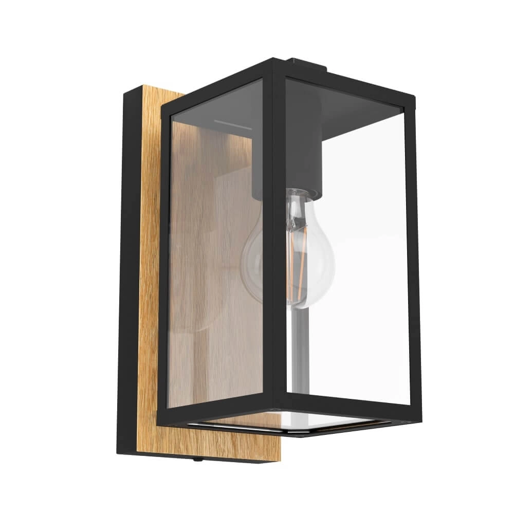 Outdoor lamp Budrone Black with wood