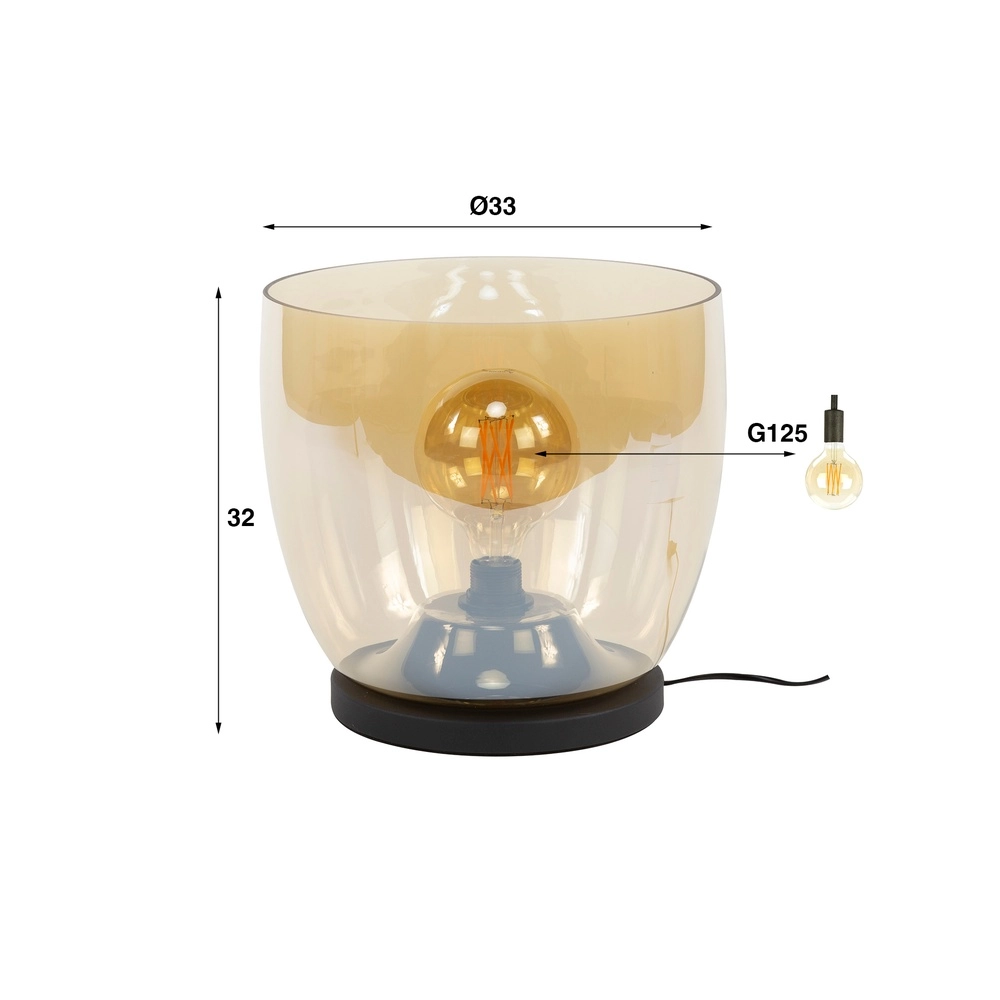 Floor lamp amber glass UP Ø 33cm - 32cm high Lyora 8716803512610