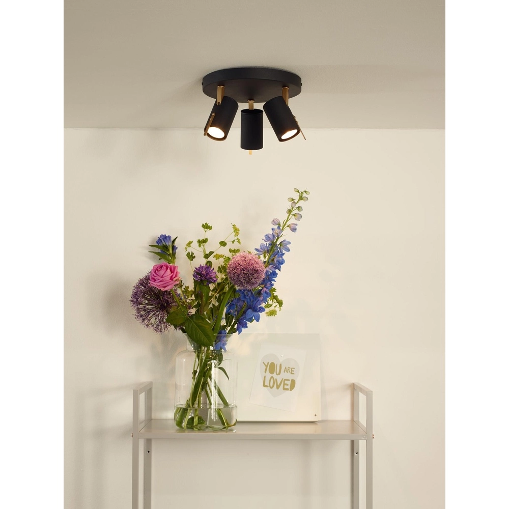 Ceiling lamp Grony 3-light black Lucide 5411212176912