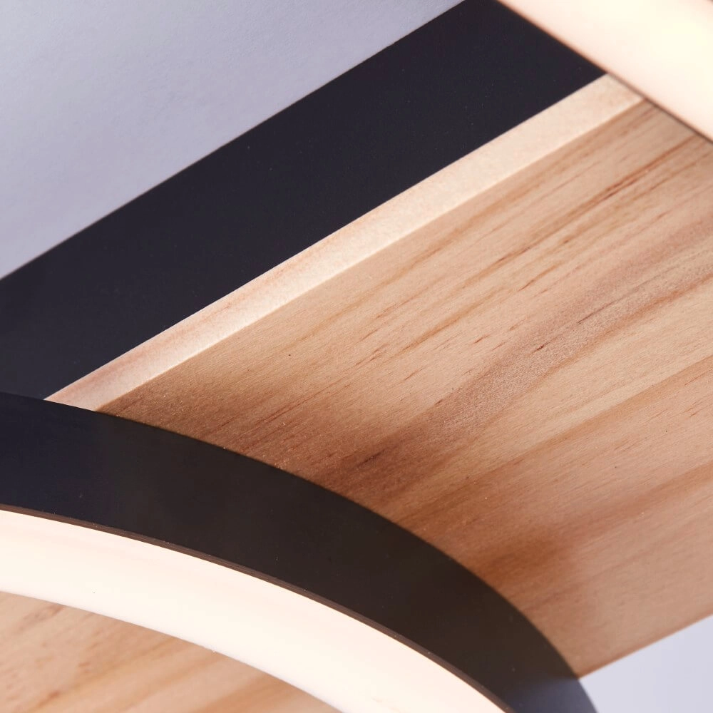 Ceiling lamp Maureen 40 x 40cm black with wood Brilliant 4004353420115