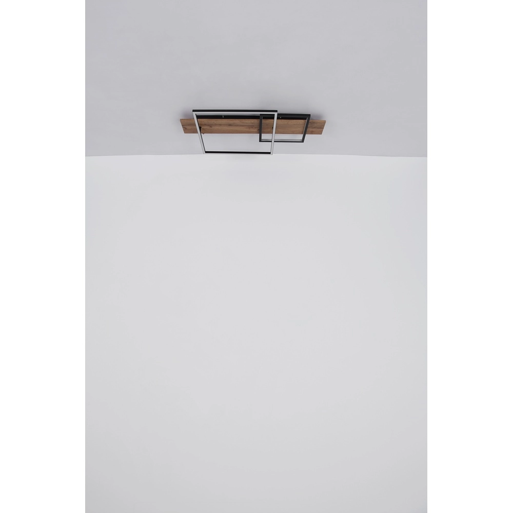 Design ceiling lamp Vanni black with wood look 60cm Globo 9007371451081
