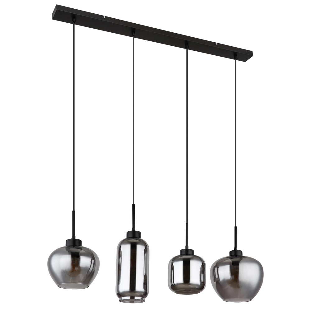 4-light pendant lamp Matt black with smoke glass Globo 9007371451258