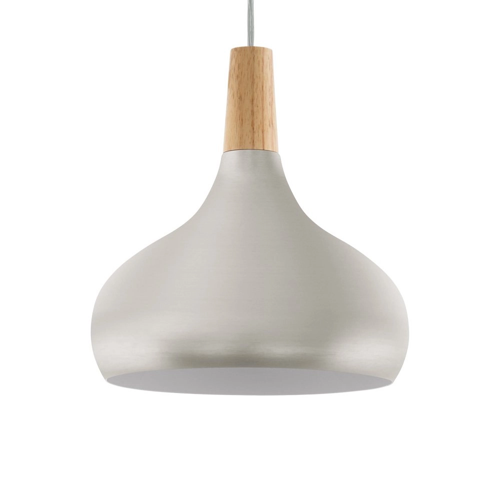 Modern pendant lamp Sabinar 28cm stainless steel with wood brown
