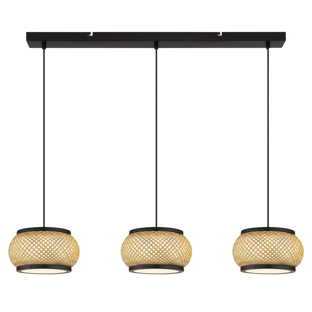 Pendant lamp Bambora 3-light with bamboo Globo 9007371566860