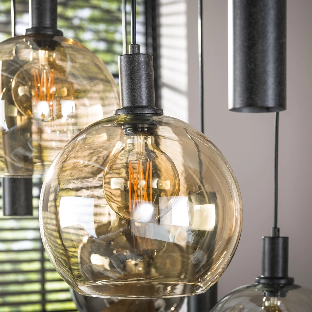 Dining table pendant lamp Sfera with coloured glass balls and pendants Lyora 8716803512405
