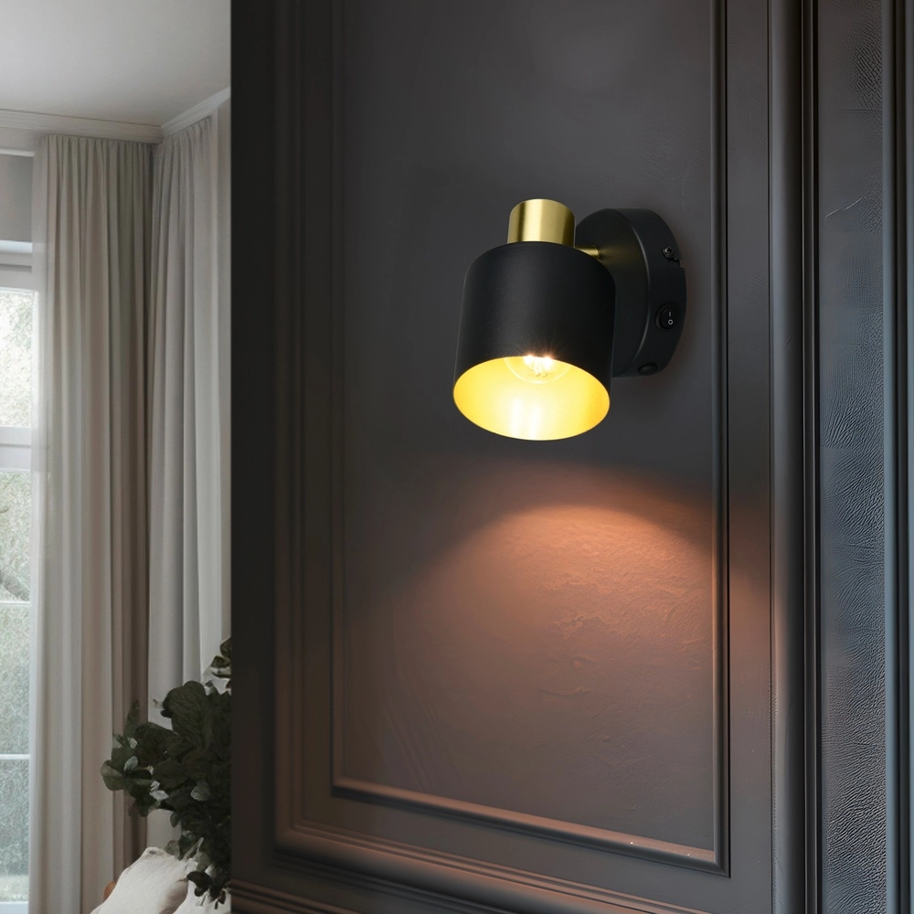 Wall spotlight Eva black with gold Trio 4017807654646