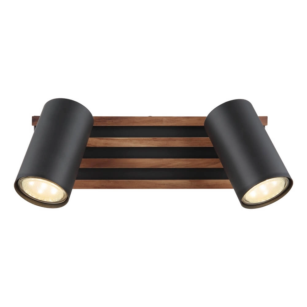 Ceiling lamp Kayden Double black with wood Globo 9007371528448