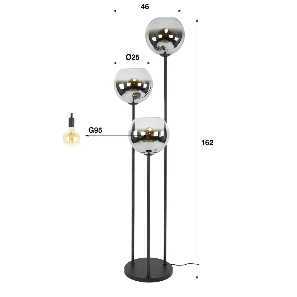3L floor lamp Bubble with silver fading glass Lyora 8716803511248