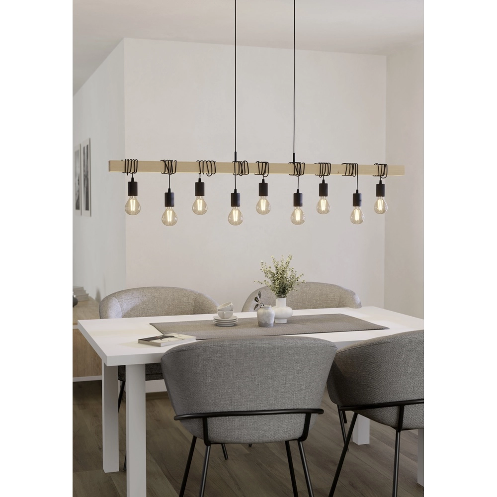 Dining table pendant lamp Townshend 9x E27 - wood Eglo 9002759440992