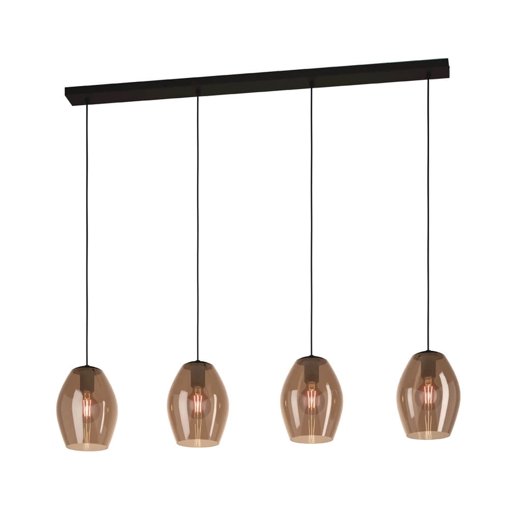 Amber glass hanging lamp Estanys 1 4-light