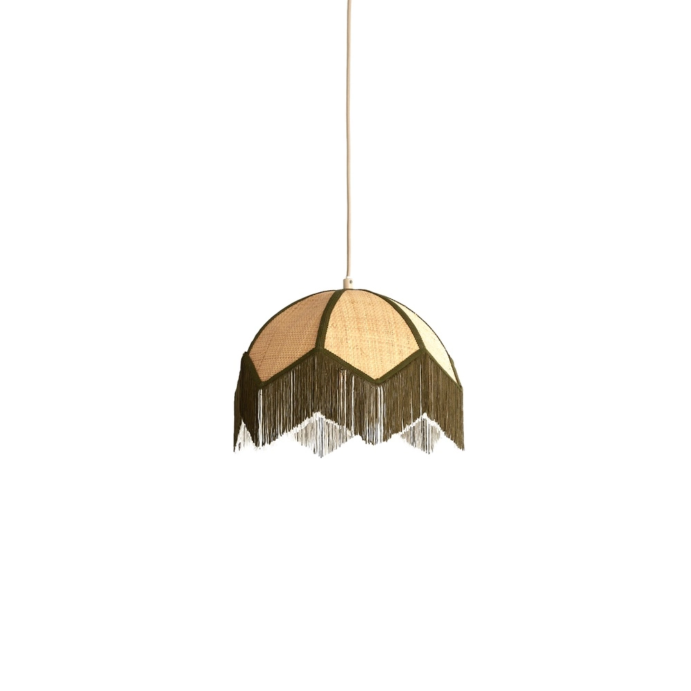 Ø 35cm pendant lamp Sulina raffia with greenery