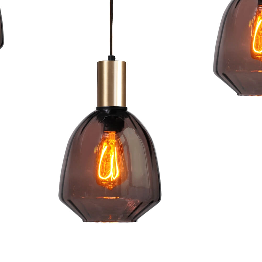 5-light hanging lamp - gold - Porto with Nicolette red glasses Masterlight 8718121270333