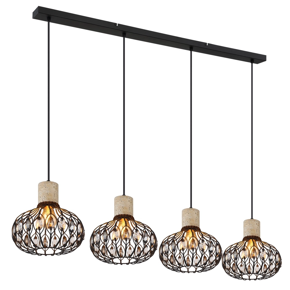 4-light pendant lamp Dorthy Country Black