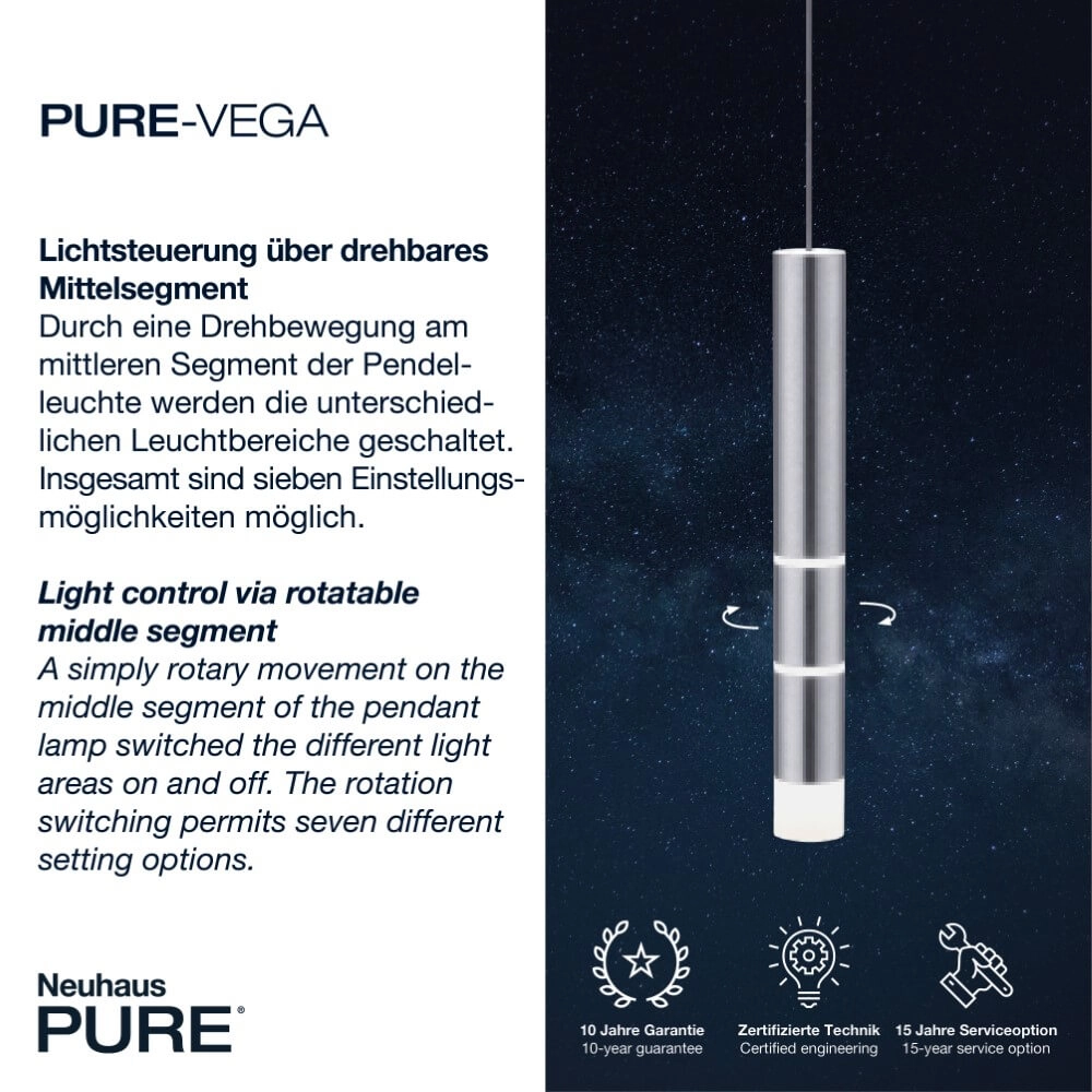 Aluminum hanging lamp Pure Vega 3000K Paul Neuhaus 4012248357538
