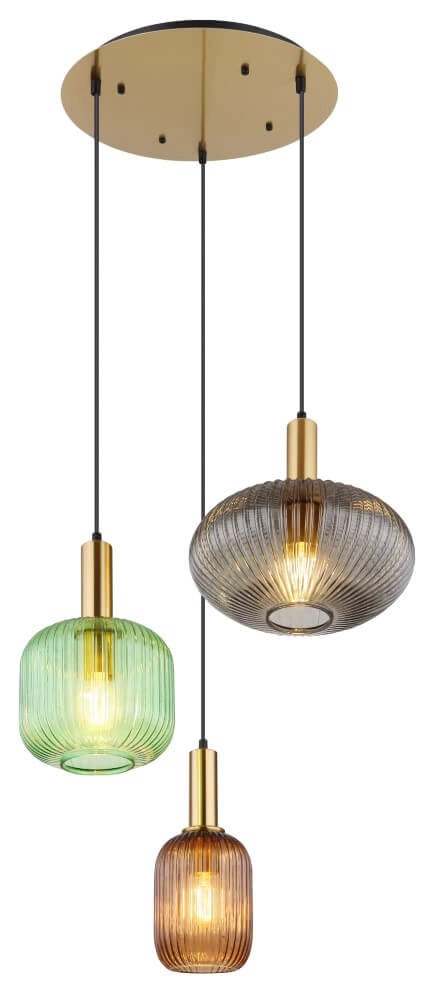 Hanging lamp Normy brass round