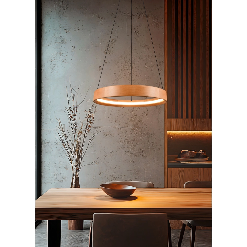 Design pendant lamp Lynwood wood Ø 50cm Trio 4017807662269