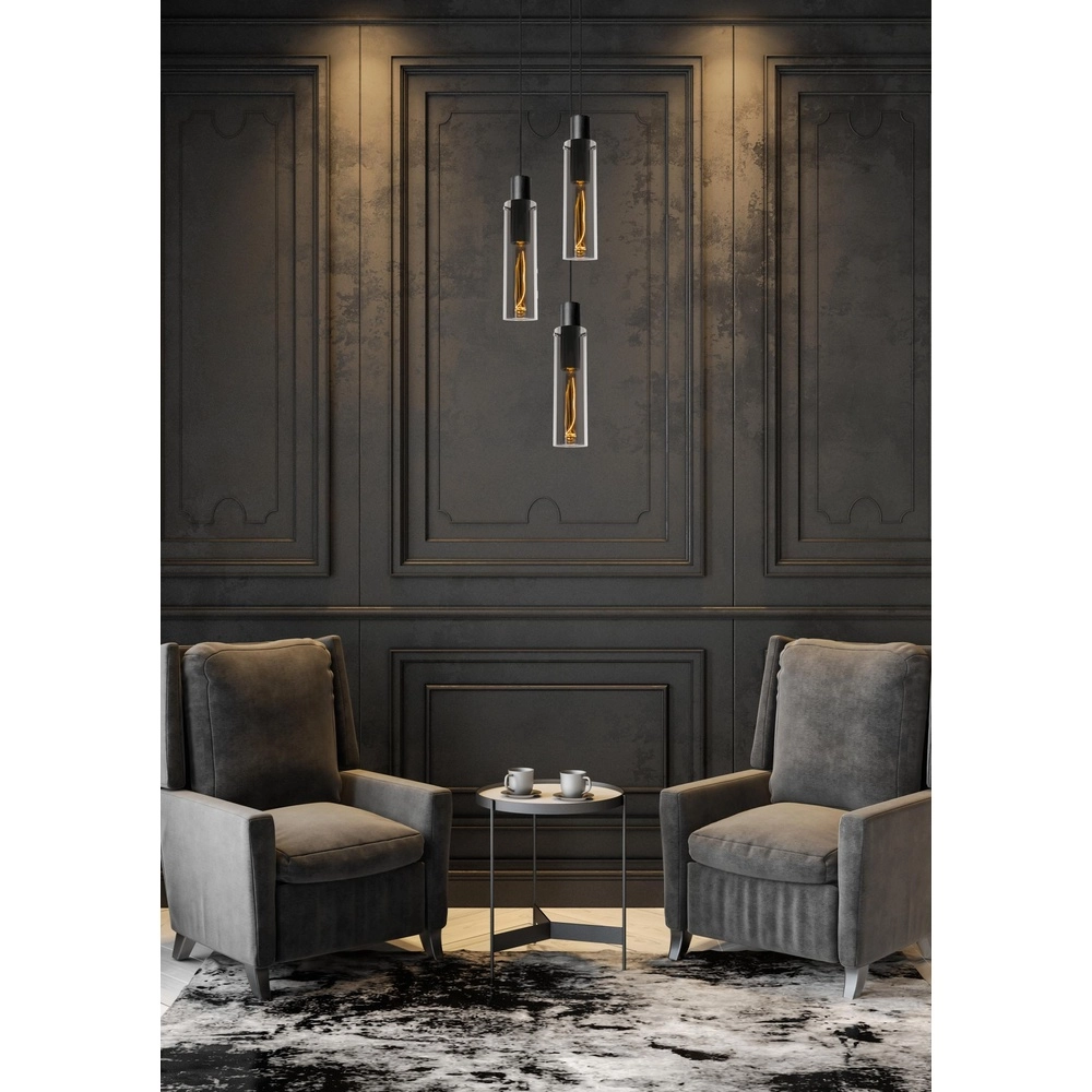 3-light pendant lamp Orlando smoke glass Lucide 5411212740731
