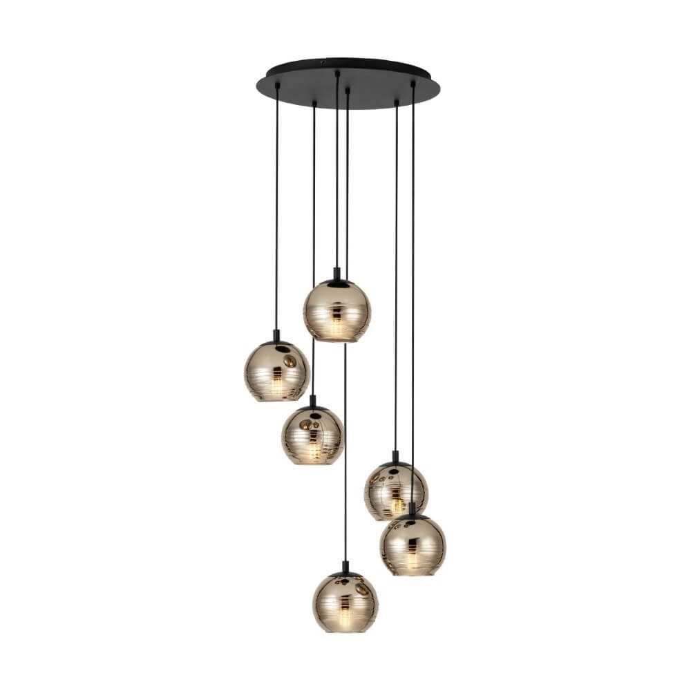 Hanging lamp 6 lights Lemorieta black