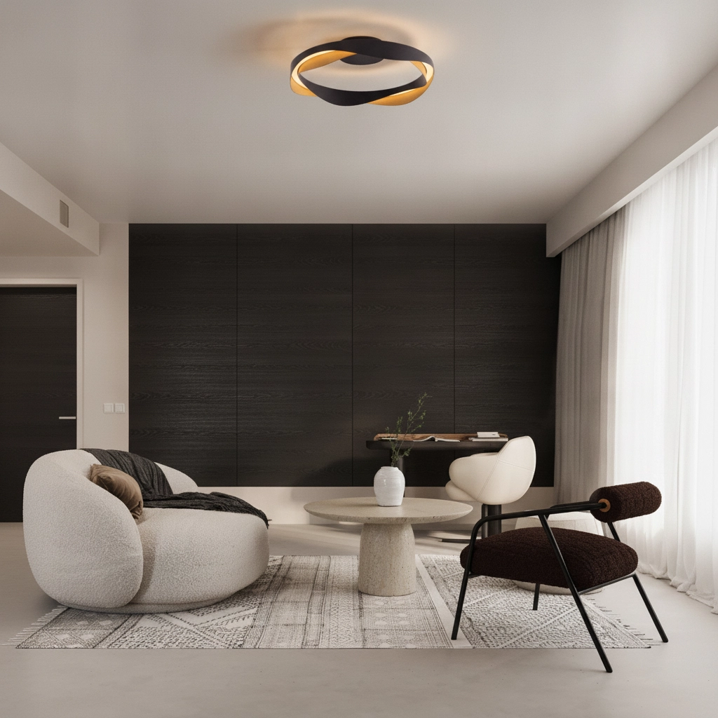 Ceiling lamp Radon Ø 45cm black with gold