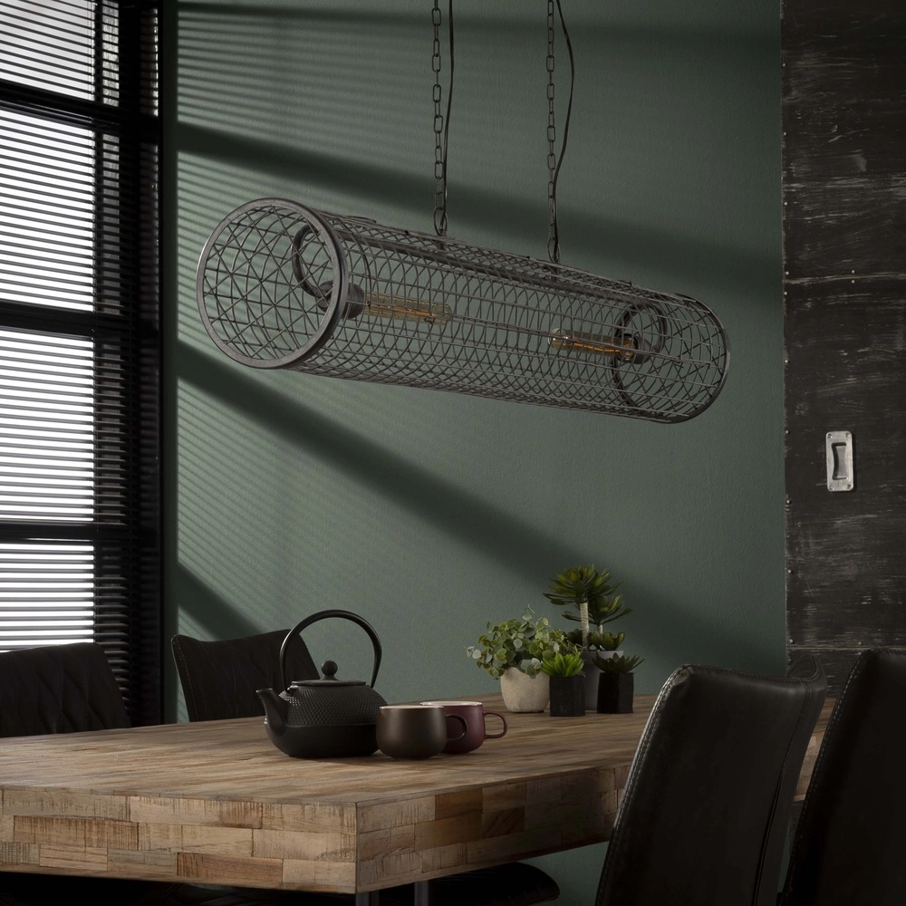 Industrial Mesh Pendant Light Cylinder 121cm - 2x E27 Lyora 8716803512757