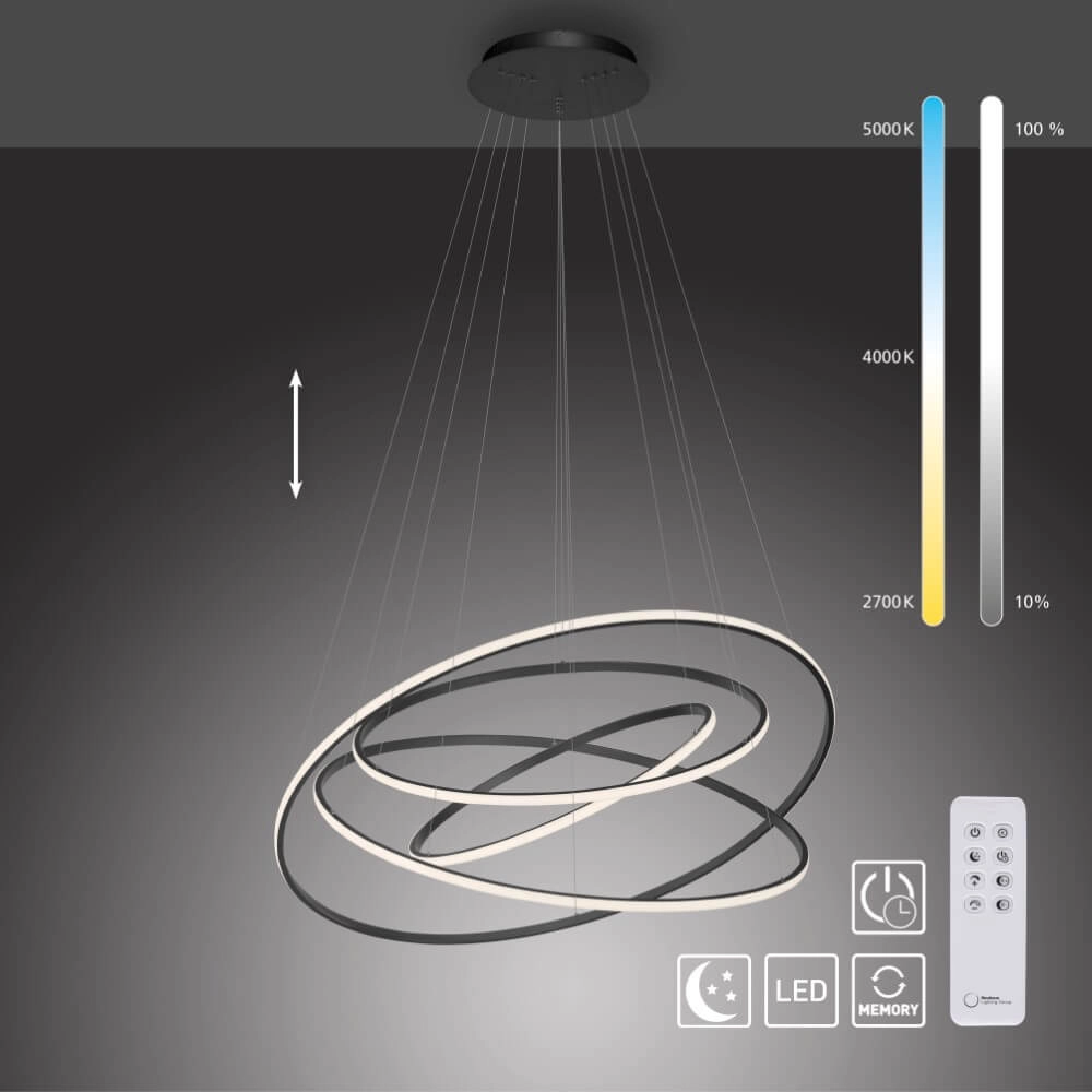 Modern pendant lamp Tessara anthracite Paul Neuhaus 4012248372654